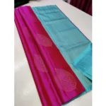 Women's Borderless Kanjivaram Silk Sarees With Unstitched Blouse (Pink)