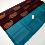 Women's Borderless Kanjivaram Silk Sarees With Unstitched Blouse (Coffee)