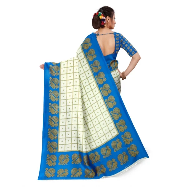 Women's Georgette Printed Saree With Unstitched Blouse (Off White, 5-6 Mtrs)