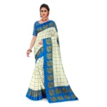 Women's Georgette Printed Saree With Unstitched Blouse (Off White, 5-6 Mtrs)
