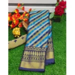 Women's Viscose Rayon Printed Saree With Unstitched Blouse (Blue)