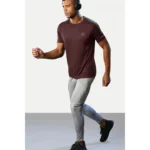 Men's Casual Half sleeve Solid Polyester Crew Neck T-shirt (Maroon)
