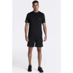 Men's Casual Half sleeve Solid Polyester Crew Neck T-shirt (Black)