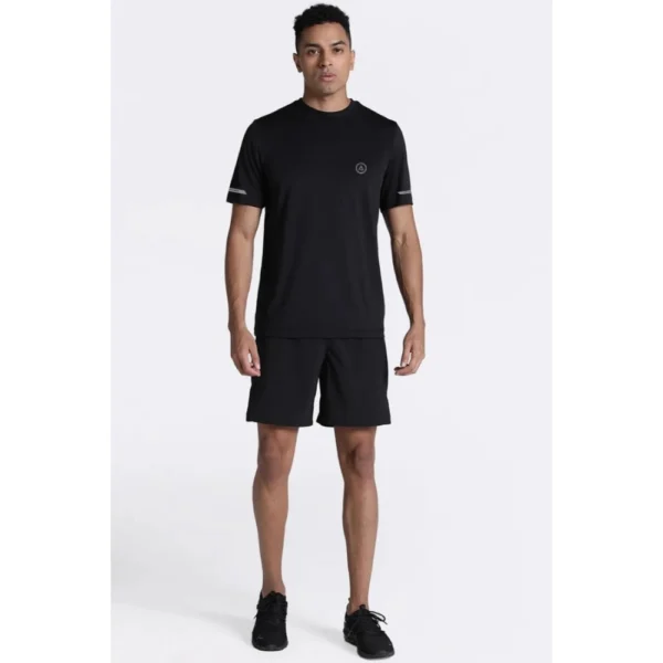Men's Casual Half sleeve Solid Polyester Crew Neck T-shirt (Black)