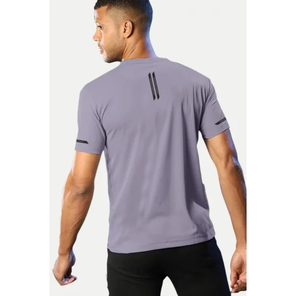 Men's Casual Half sleeve Solid Polyester Crew Neck T-shirt (Lilac)