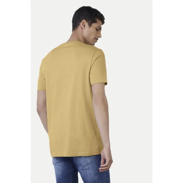 Men's Casual Half sleeve Solid Polyester Crew Neck T-shirt (Sand)