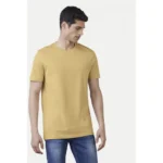 Men's Casual Half sleeve Solid Polyester Crew Neck T-shirt (Sand)