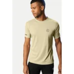 Men's Casual Half sleeve Solid Polyester Crew Neck T-shirt (Sand)
