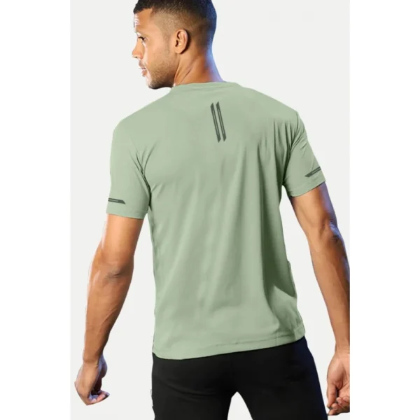 Men's Casual Half sleeve Solid Polyester Crew Neck T-shirt (Pista)