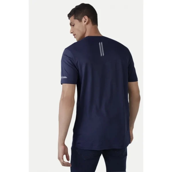 Men's Casual Half sleeve Solid Polyester Crew Neck T-shirt (Navy)