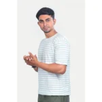 Men's Casual Half sleeve Stripped Cotton Crew Neck T-shirt (Green)