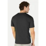 Men's Casual Half sleeve Solid Cotton Henley Neck T-shirt (Black)