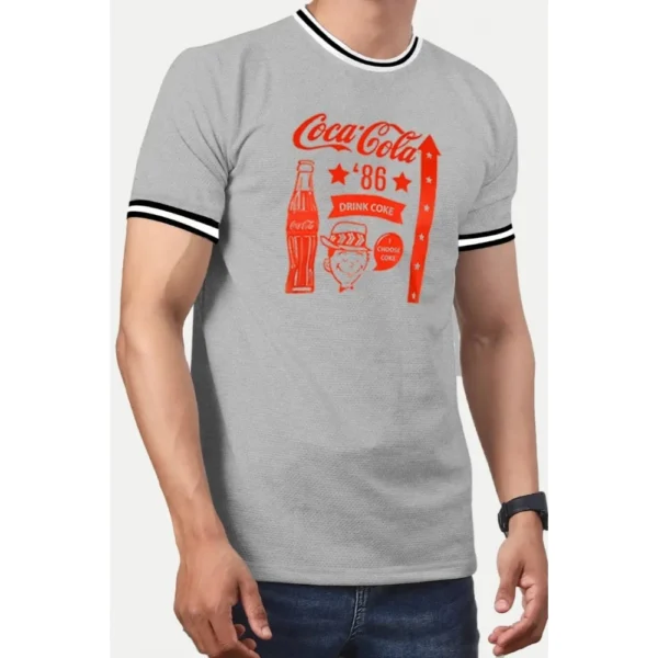 Men's Casual Half sleeve Printed Cotton Crew Neck T-shirt (Grey Melange)