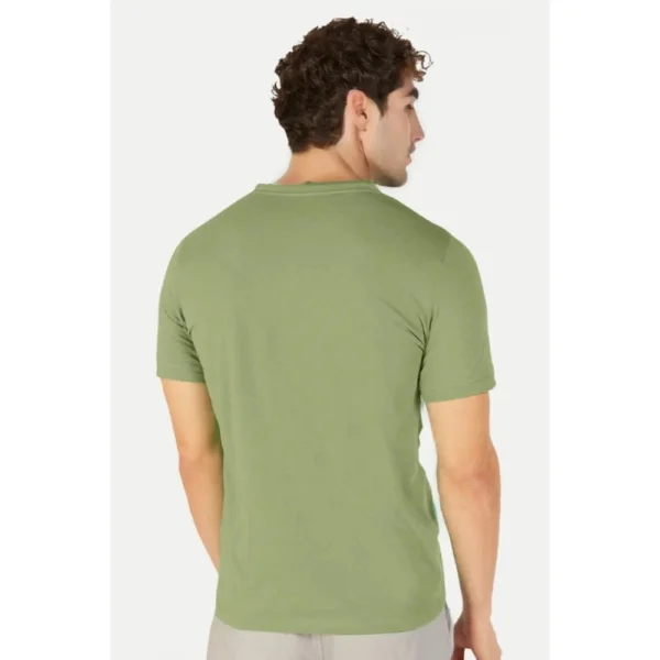 Men's Casual Half sleeve Solid Cotton Henley Neck T-shirt (Pista)