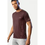 Men's Casual Half sleeve Solid Polyester Crew Neck T-shirt (Maroon)