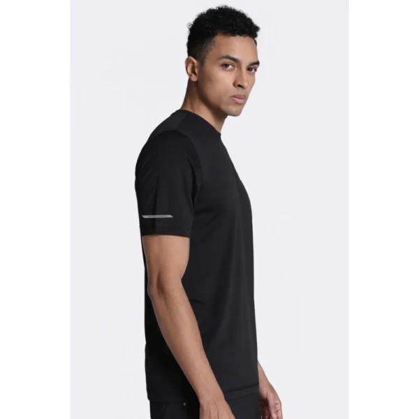 Men's Casual Half sleeve Solid Polyester Crew Neck T-shirt (Black)