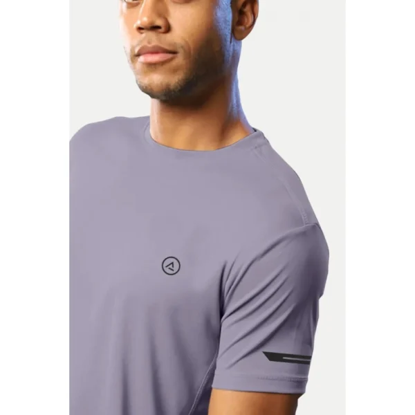 Men's Casual Half sleeve Solid Polyester Crew Neck T-shirt (Lilac)