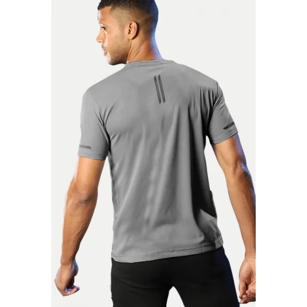 Men's Casual Half sleeve Solid Polyester Crew Neck T-shirt (Grey)