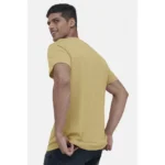 Men's Casual Half sleeve Solid Cotton V Neck T-shirt (Sand)