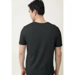 Men's Casual Half sleeve Solid Cotton V Neck T-shirt (Black)