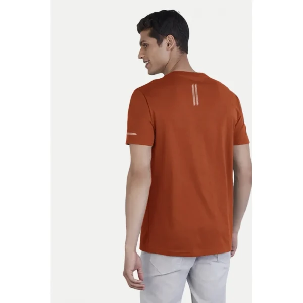 Men's Casual Half sleeve Solid Polyester Crew Neck T-shirt (Rust)