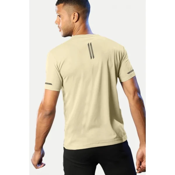 Men's Casual Half sleeve Solid Polyester Crew Neck T-shirt (Sand)