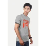 Men's Casual Half sleeve Printed Cotton Crew Neck T-shirt (Grey Melange)
