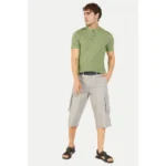 Men's Casual Half sleeve Solid Cotton Henley Neck T-shirt (Pista)