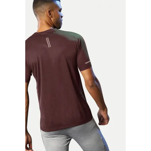 Men's Casual Half sleeve Solid Polyester Crew Neck T-shirt (Maroon)