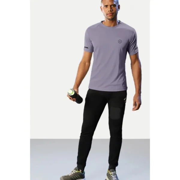 Men's Casual Half sleeve Solid Polyester Crew Neck T-shirt (Lilac)