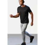 Men's Casual Half sleeve Solid Polyester Crew Neck T-shirt (Black)