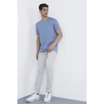 Men's Casual Half sleeve Solid Polyester Crew Neck T-shirt (Light Blue)