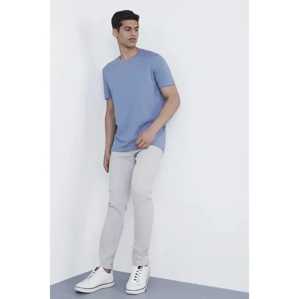 Men's Casual Half sleeve Solid Polyester Crew Neck T-shirt (Light Blue)
