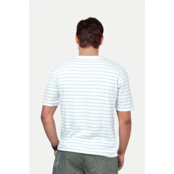 Men's Casual Half sleeve Stripped Cotton Crew Neck T-shirt (Green)