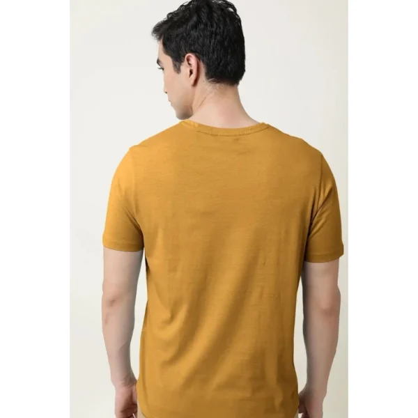 Men's Casual Half sleeve Solid Cotton V Neck T-shirt (Mustard )