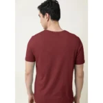 Men's Casual Half sleeve Solid Cotton V Neck T-shirt (Maroon)