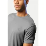 Men's Casual Half sleeve Solid Polyester Crew Neck T-shirt (Grey)