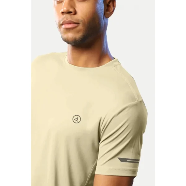 Men's Casual Half sleeve Solid Polyester Crew Neck T-shirt (Sand)
