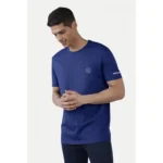 Men's Casual Half sleeve Solid Polyester Crew Neck T-shirt (Blue)