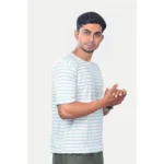 Men's Casual Half sleeve Stripped Cotton Crew Neck T-shirt (Green)