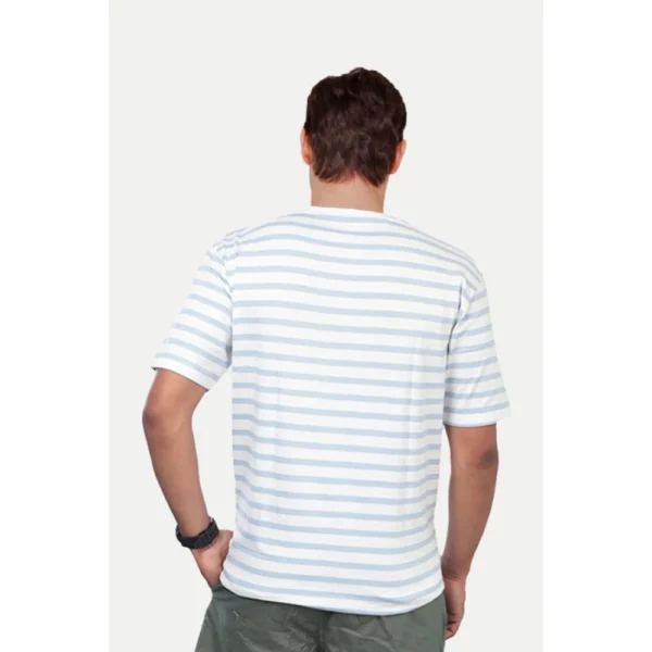 Men's Casual Half sleeve Stripped Cotton Crew Neck T-shirt (White)