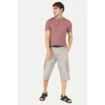 Men's Casual Half sleeve Solid Cotton Henley Neck T-shirt (Onion)