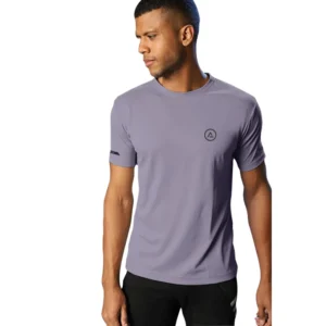 Men's Casual Half sleeve Solid Polyester Crew Neck T-shirt (Lilac)