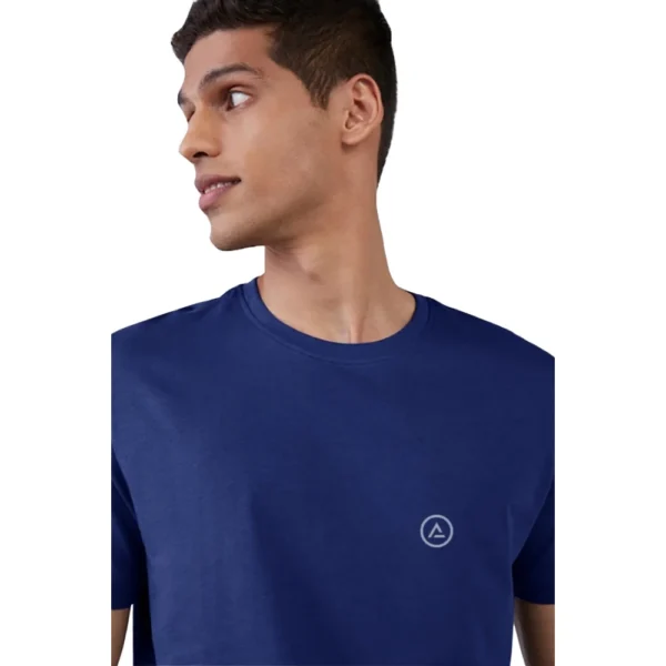 Men's Casual Half sleeve Solid Polyester Crew Neck T-shirt (Blue)