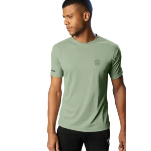 Men's Casual Half sleeve Solid Polyester Crew Neck T-shirt (Pista)