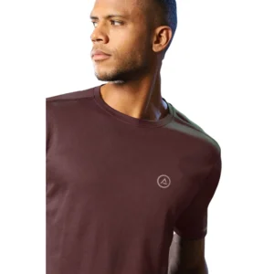 Men's Casual Half sleeve Solid Polyester Crew Neck T-shirt (Maroon)