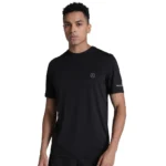Men's Casual Half sleeve Solid Polyester Crew Neck T-shirt (Black)