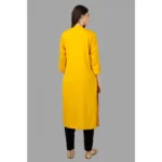 Women's Embroidered Calf Length Rayon Kurti (Yellow)