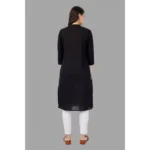Women's Solid Calf Length Cotton Kurti (Black)