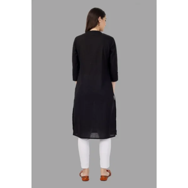 Women's Solid Calf Length Cotton Kurti (Black)